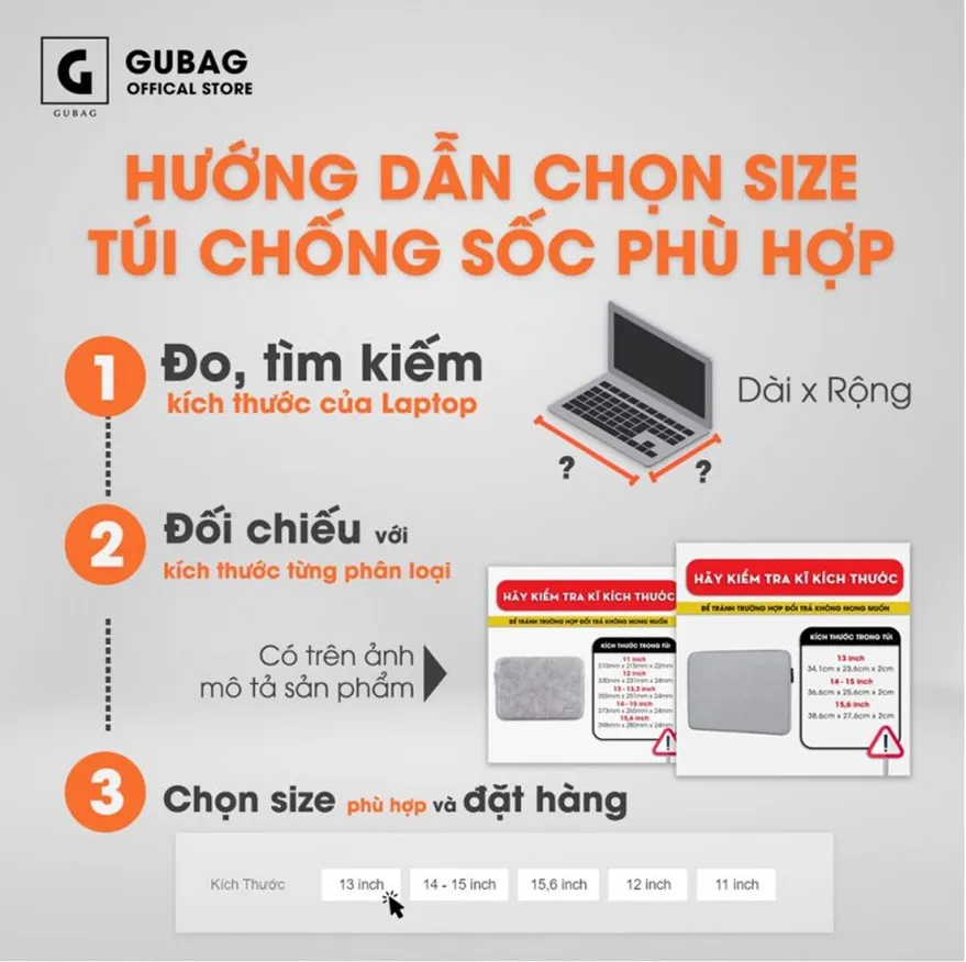 Hướng Dẫn Chọn Size Túi Chống Sốc Laptop 6