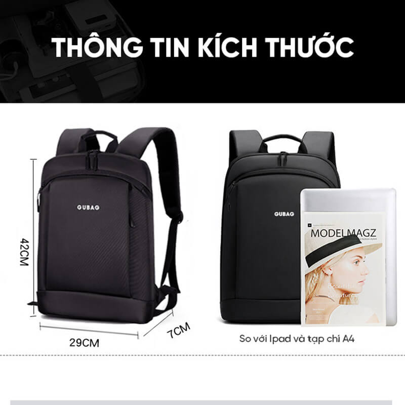 Balo laptop 14 inch nhỏ gọn GB-BL09 8 Balo Laptop 14 Inch Nho Gon Gb Bl09 A7