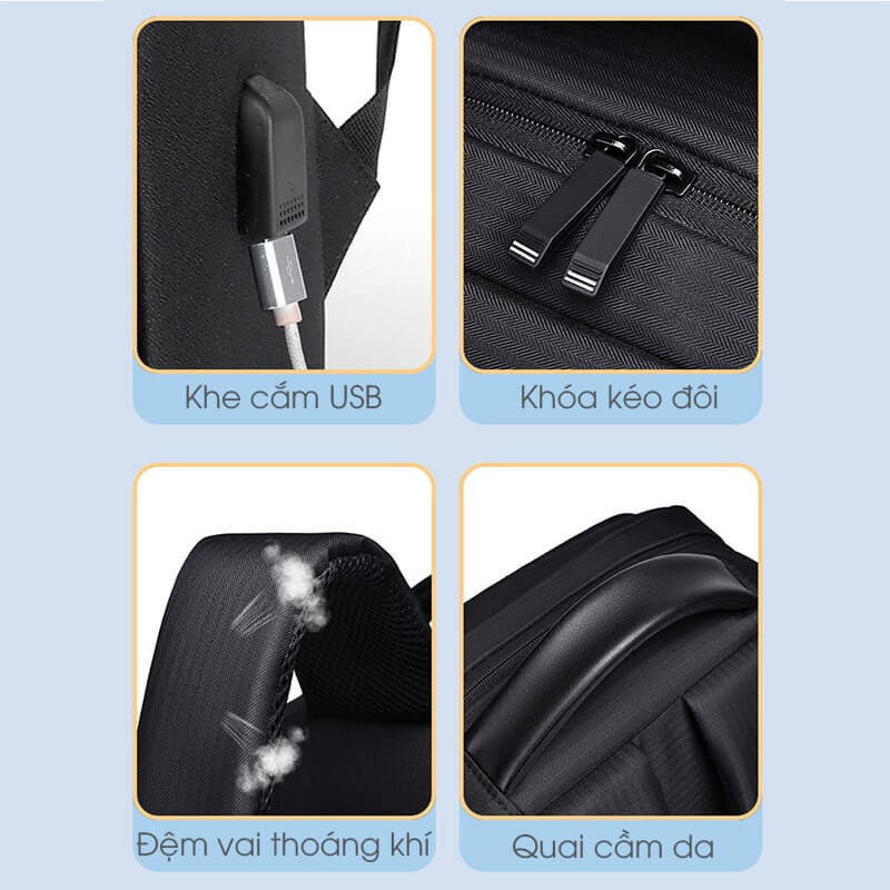 Balo Gu bag nam hàng hiệu công sở GB-BL75 6 Balo nam hàng hiệu công sở GB-BL75