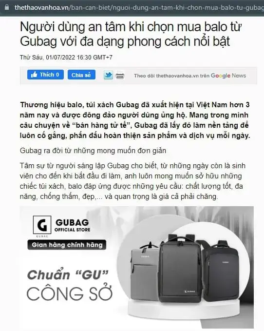 Truyền thông báo chí nói gì về Gubag? 7 The Thao Van Hoa Vn Gu Bag