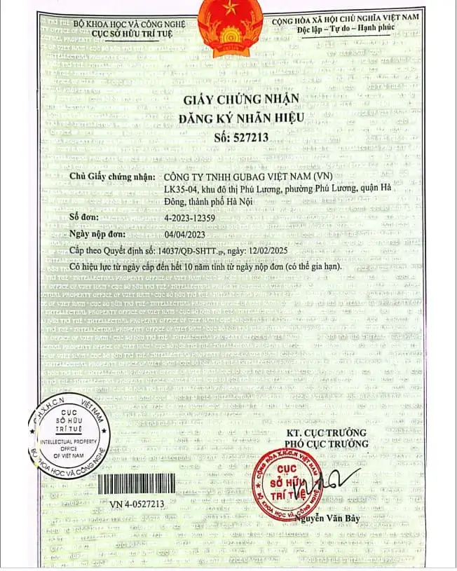 Giay Chung Nhan Nhan Hieu Gubano 1